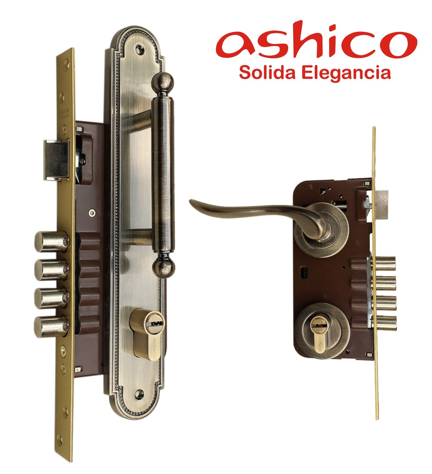 Half Imperio Cerradura Ashico J/M Latón Antiguo